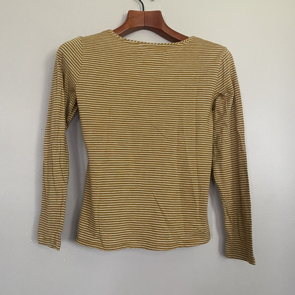 Anthropologie Maeve Kenley Mustard Yellow Striped Long Sleeve Top Size XSmall - Picture 8 of 12